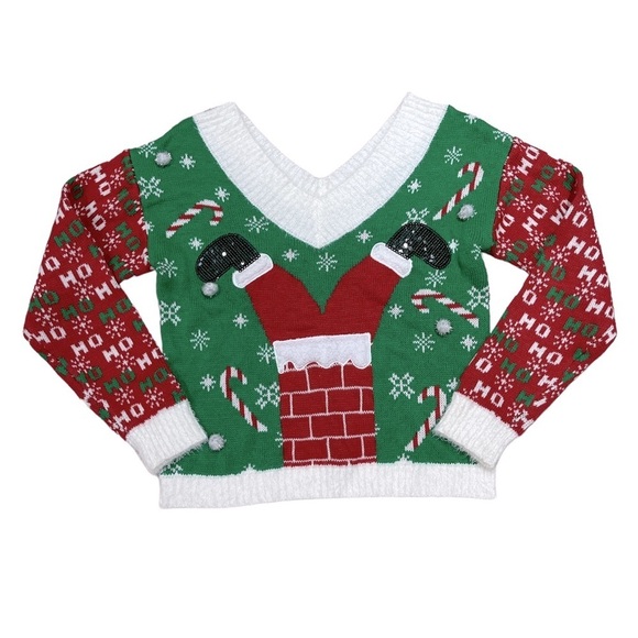 Derek Heart Chimney Santa Christmas Sweater Size M - Picture 1 of 6